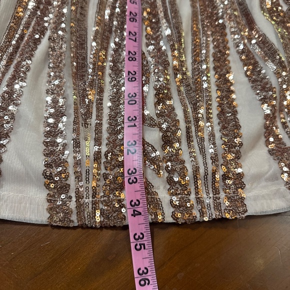 Hot Miami Styles Mini Gold Sequined Above Knee Bodycon Zipped up Halter Dress M - Picture 14 of 16